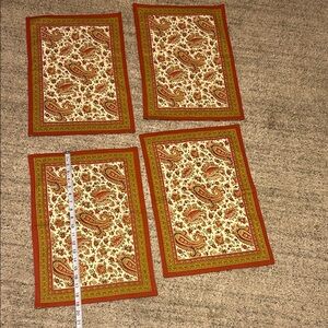 4 Artimino Cotton Napkins rust orange Paisley Tuscan Pre Own